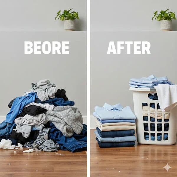 Before and after laundry transformation