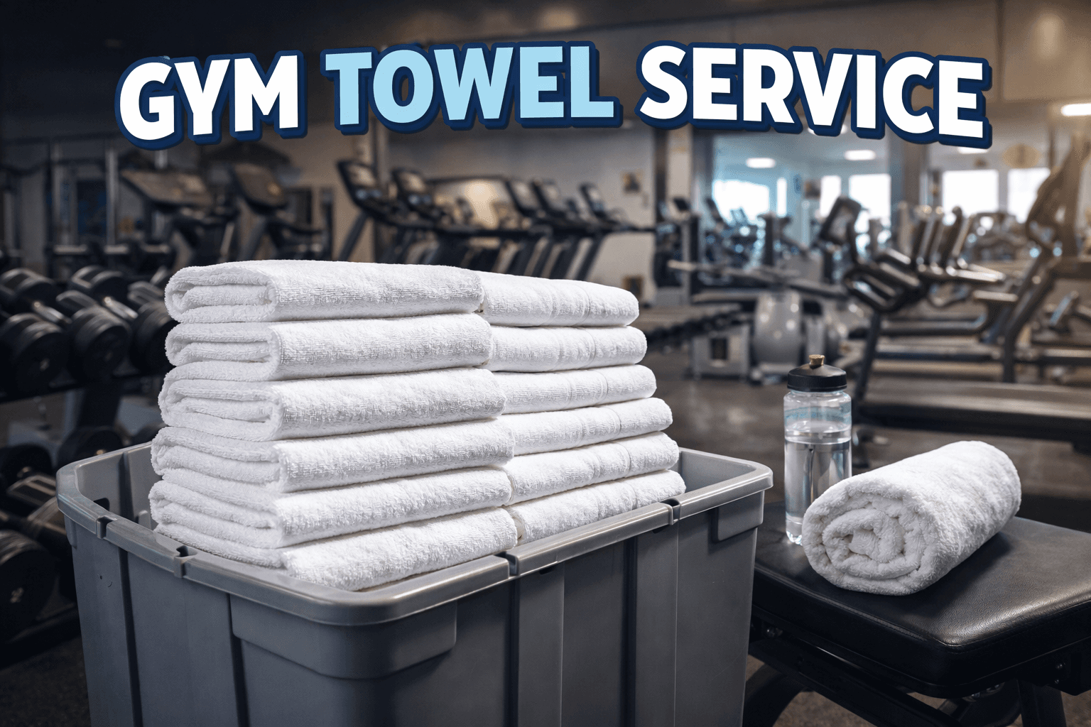 Clean gym towels folded and bundled for delivery